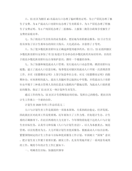 精编之年终计划生育工作总结范文.docx