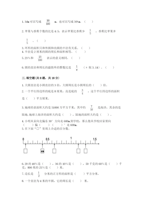 小学六年级上册数学期末测试卷附答案（典型题）.docx