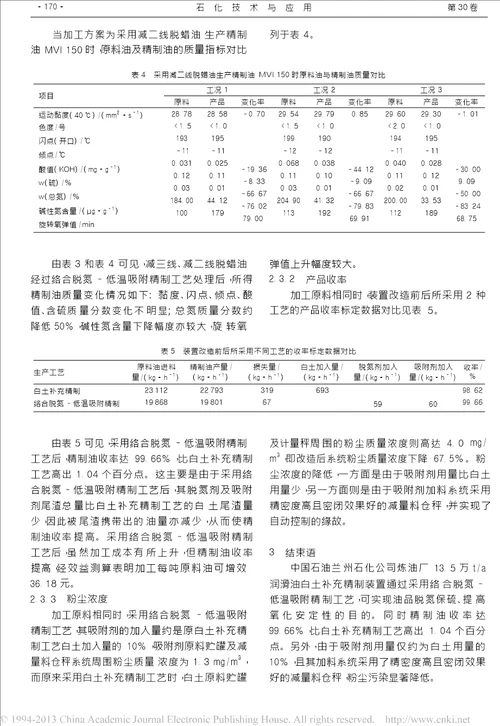 络合脱氮低温吸附工艺在润滑油精制装置上的应用