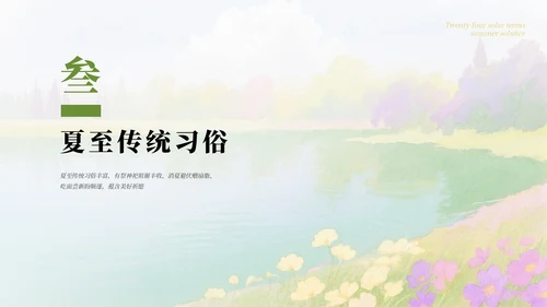 绿色简约清新二十四节气之夏至节气介绍PPT模板