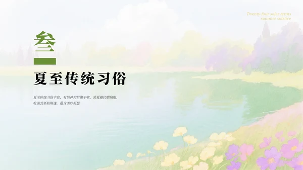 绿色简约清新二十四节气之夏至节气介绍PPT模板