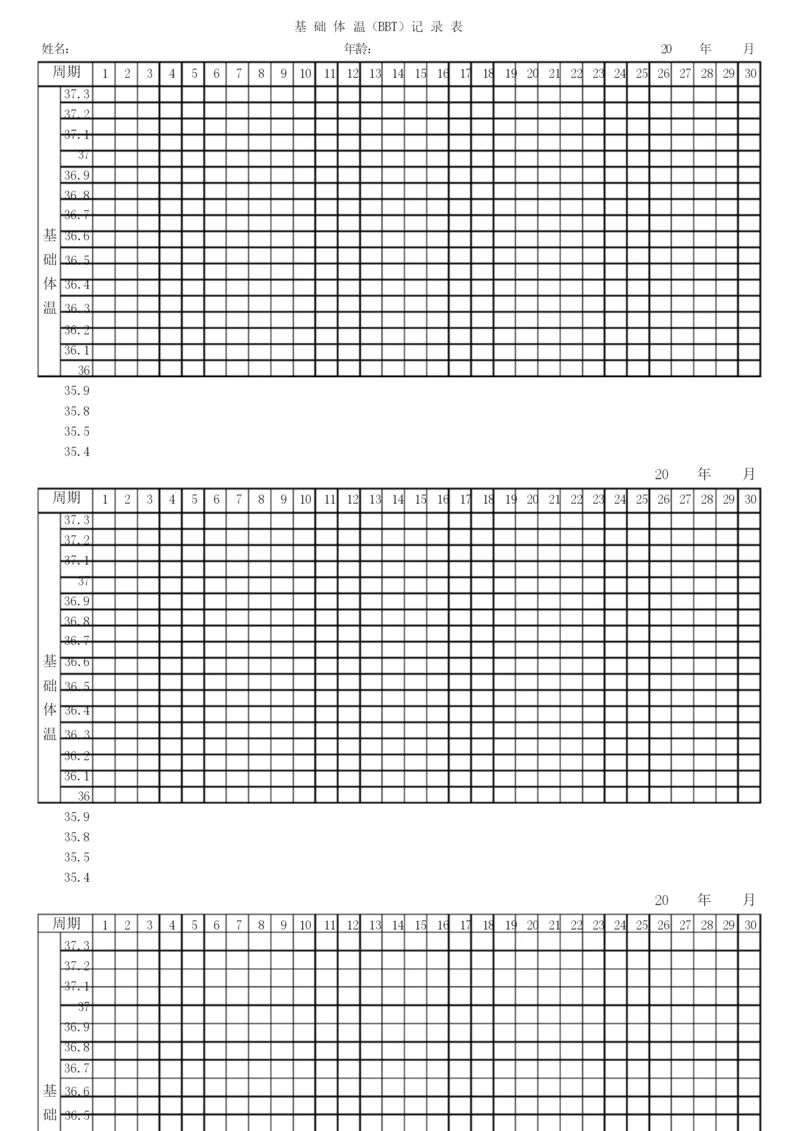基础体温记录表excel版.docx