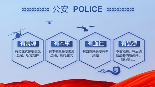 蓝色大气公安警察派出所演讲动态PPT
