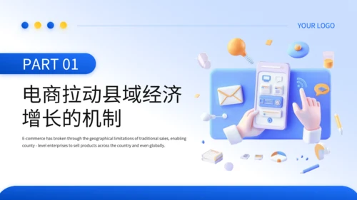 蓝色3D风电商对县域经济拉动效应的毕业答辩PPT