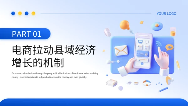 蓝色3D风电商对县域经济拉动效应的毕业答辩PPT