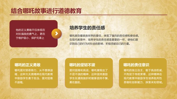 红色插画风哪吒精神开学第一课PPT模板