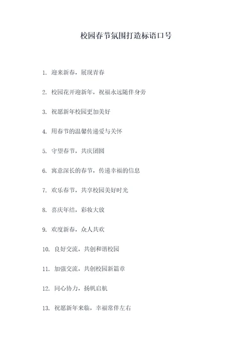 校园春节氛围打造标语口号