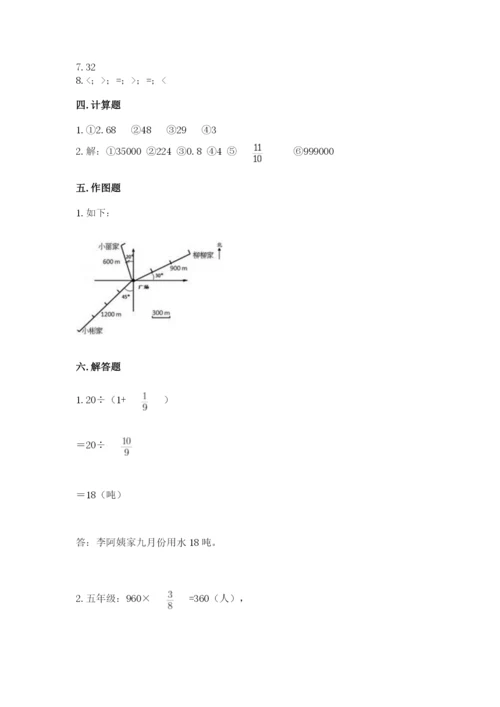 人教版六年级上册数学期中考试试卷【真题汇编】.docx