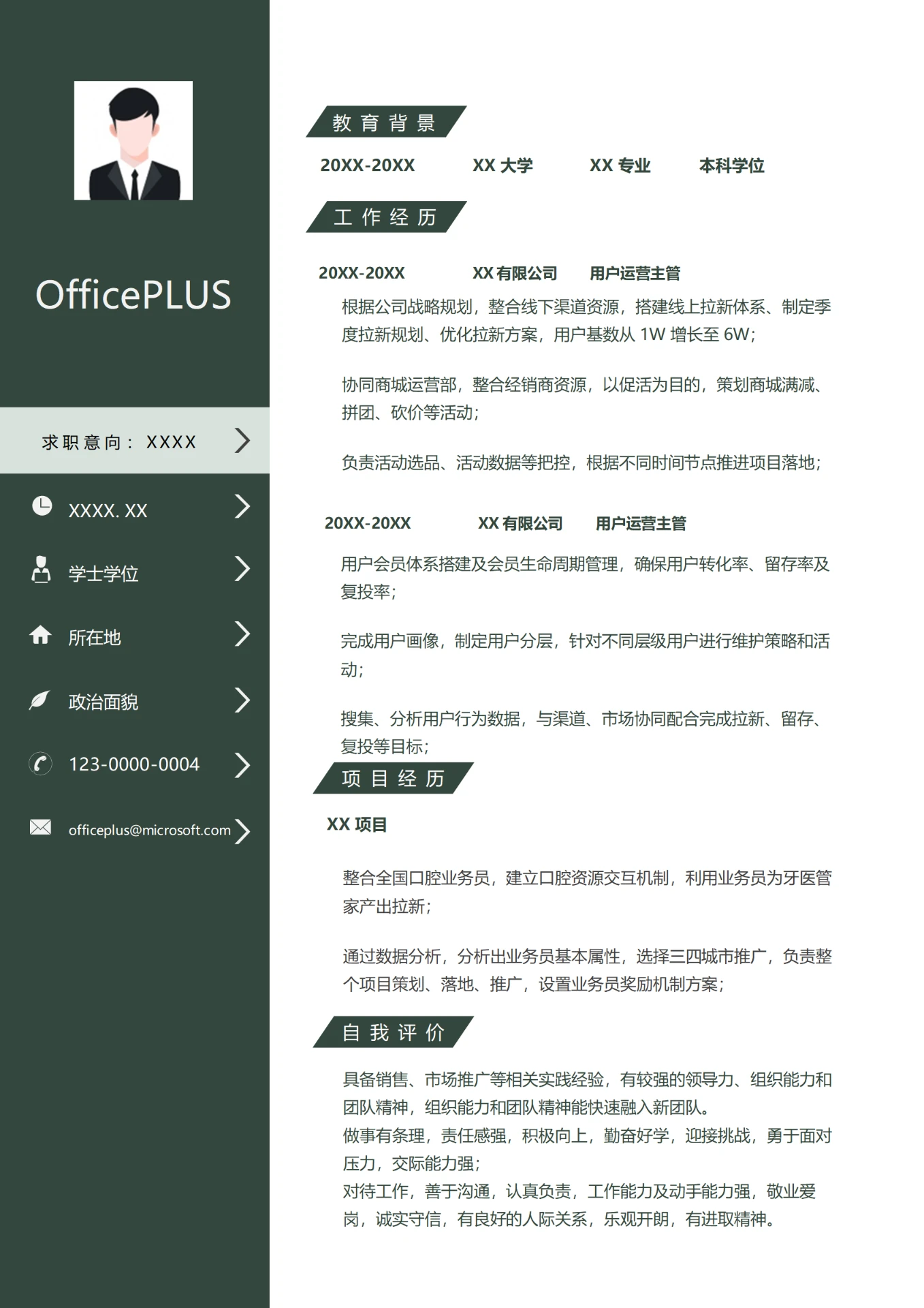 用户运营主管简历范文