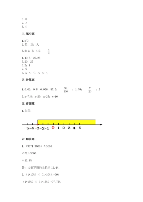 冀教版六年级下册期末真题卷及参考答案一套.docx