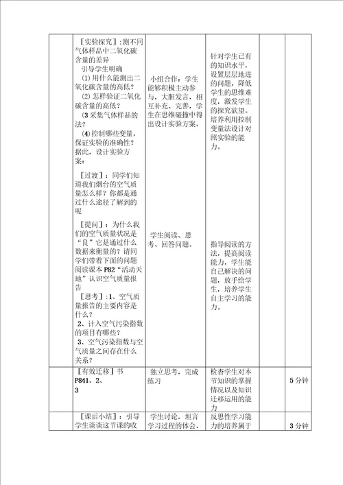 空气是一种重要的资源 关注空气质量教案