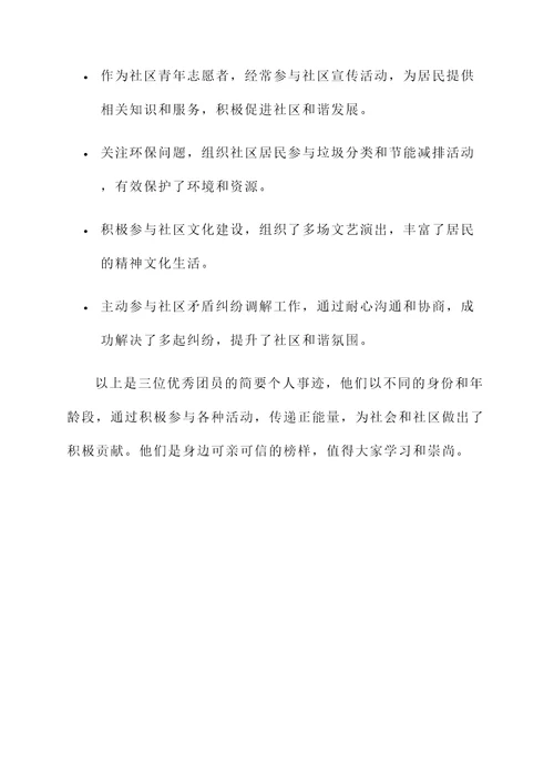 优秀团员简要个人事迹