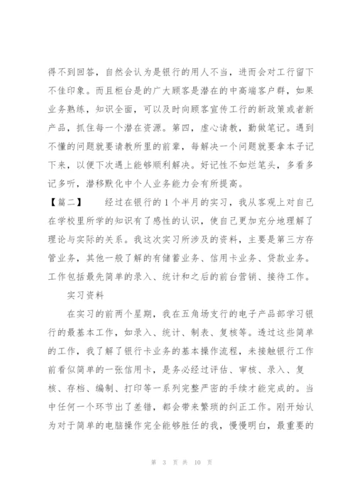 银行个人实习工作总结范例.docx