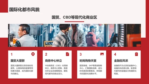 红色商务风首都北京：千年古都与现代都市交融PPT模板