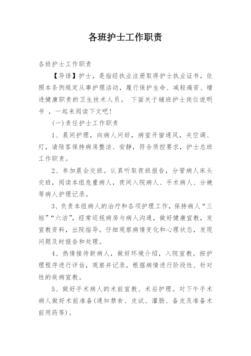 各班护士工作职责.docx