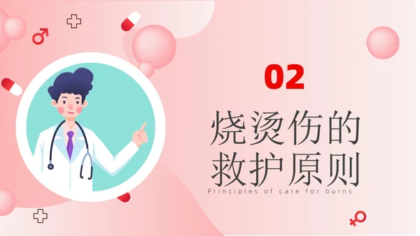 淡红色简约风烧伤健康宣教ppt模板