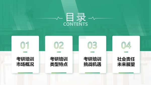 绿色商务风考研机构市场分析PPT