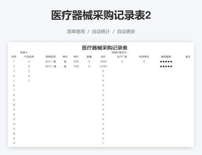 医疗器械采购记录表2