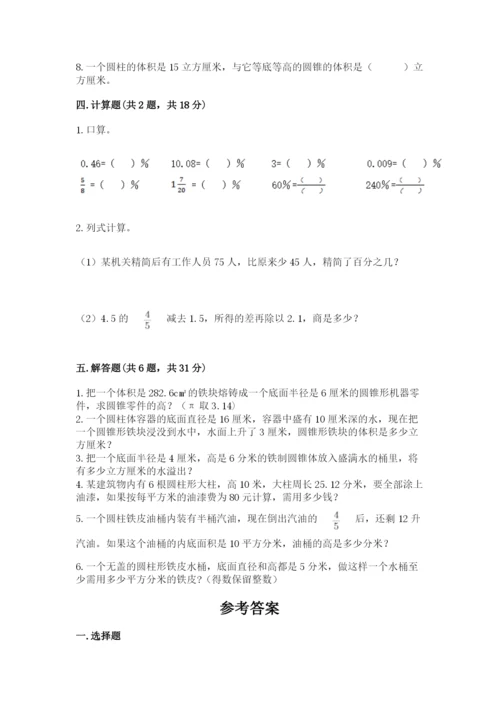 苏教版六年级下册数学期中测试卷及答案（典优）.docx
