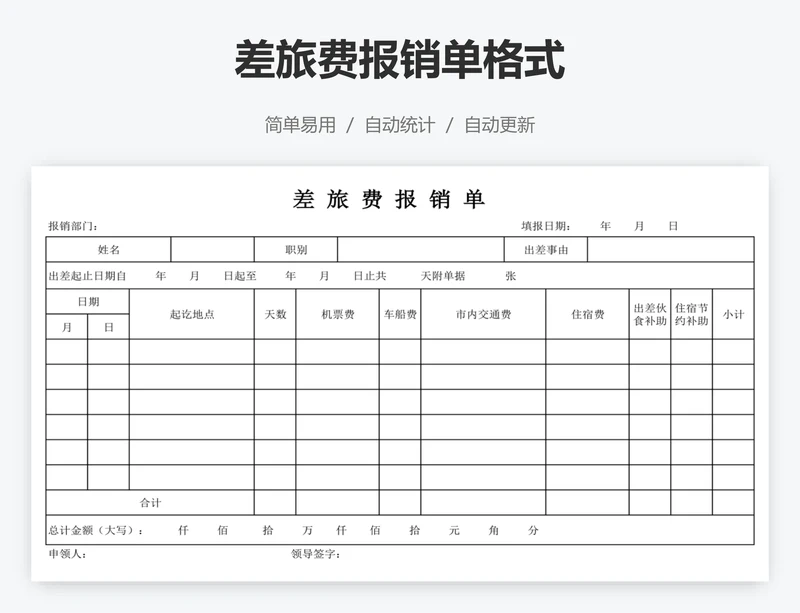 差旅费报销单格式