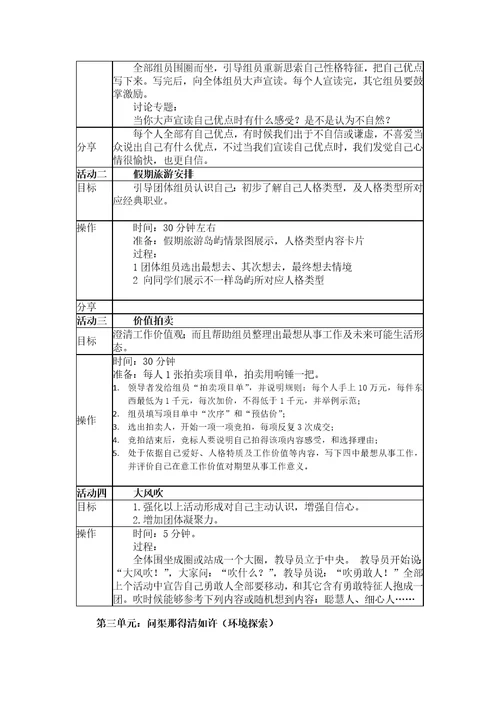 生涯规划方案团体心理辅导专项方案设计