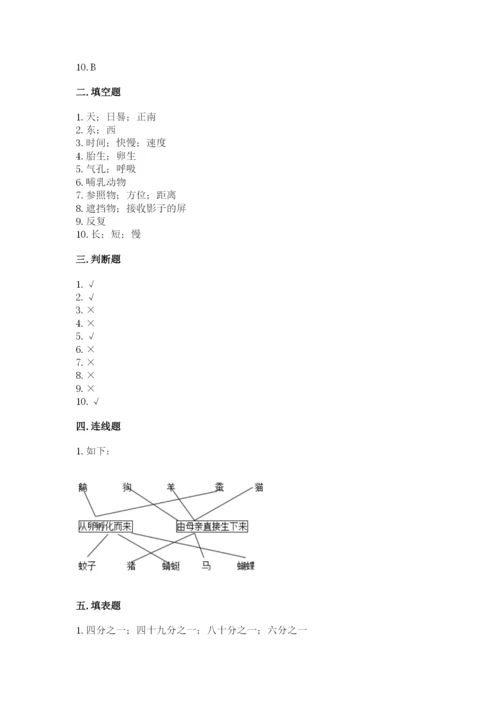 教科版科学三年级下册 期末测试卷带答案（模拟题）.docx