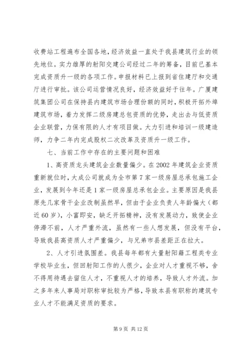 县年度发展建筑业工作情况汇报.docx