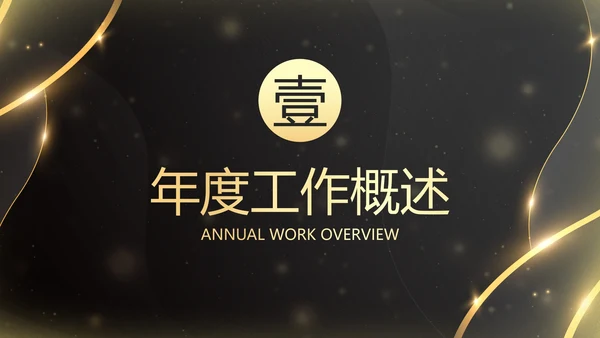 鎏金新年时钟年终工作总结带框架PPT模板