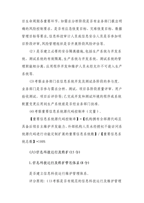 商业银行信息科技监管评级定量和定性标准.docx