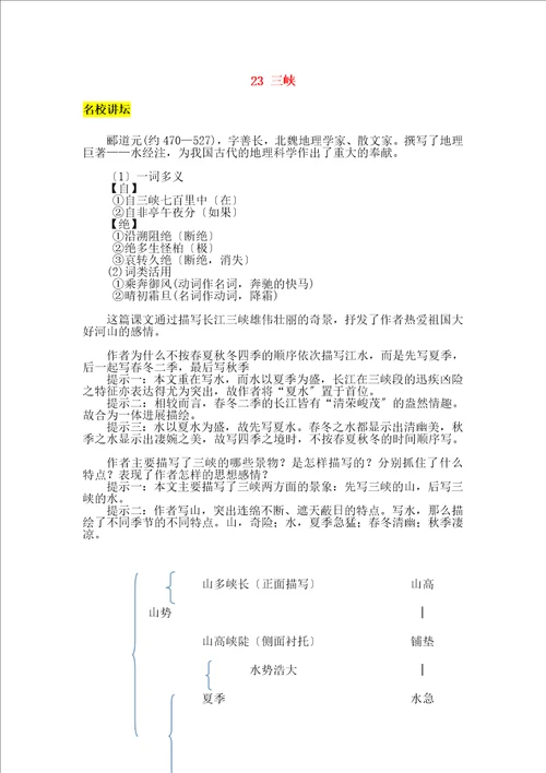 七年级语文上册第六单元3三峡习语文版