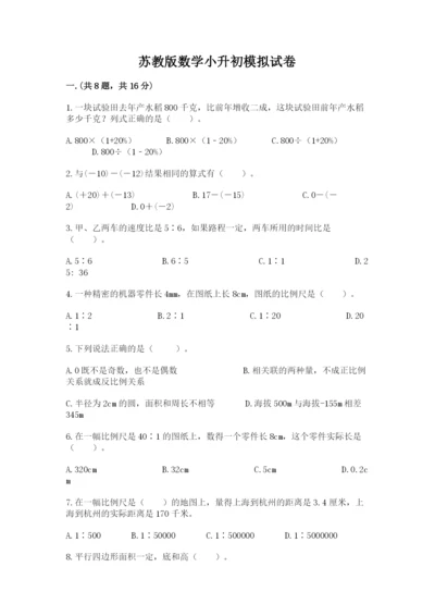 苏教版数学小升初模拟试卷学生专用.docx