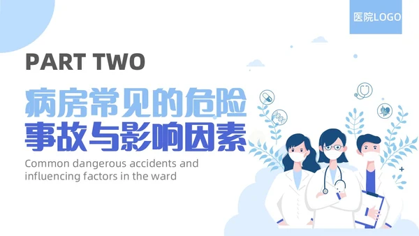 蓝色简约精神科病房安全管理医院ppt模板