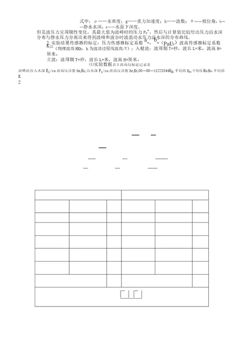 立波波压力测定实验报告