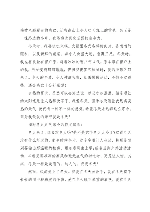 描写冬天天气寒冷的作文5篇
