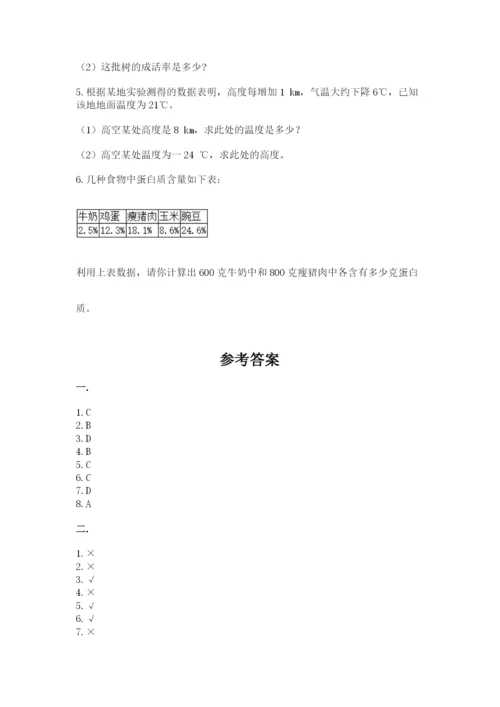 人教版六年级数学下学期期末测试题含完整答案（精品）.docx