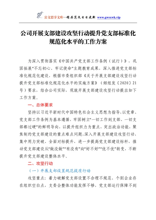 24242【公司开展支部建设攻坚行动提升党支部标准化规范化水平的工作方案.docx