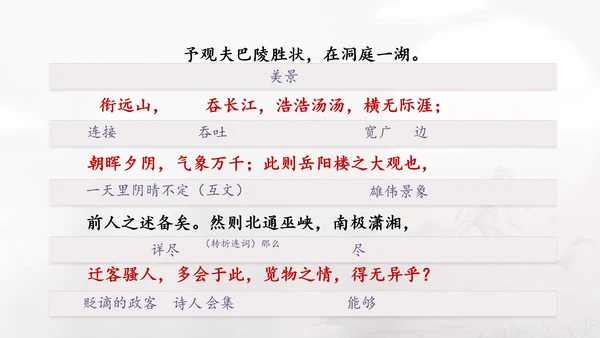 范仲淹《岳阳楼记》PPT模板