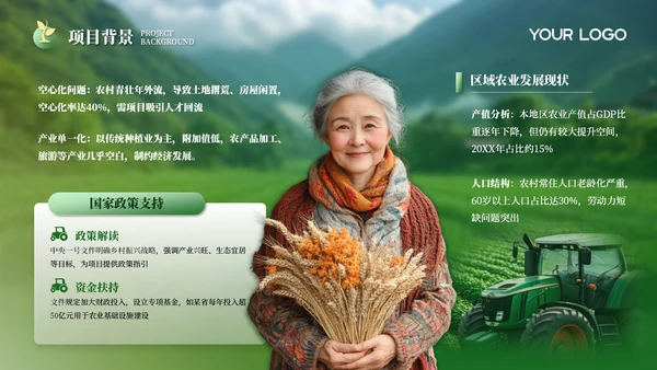 黄绿色风乡村振兴PPT模板