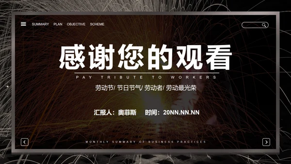 黑色简约风五一劳动节PPT模板