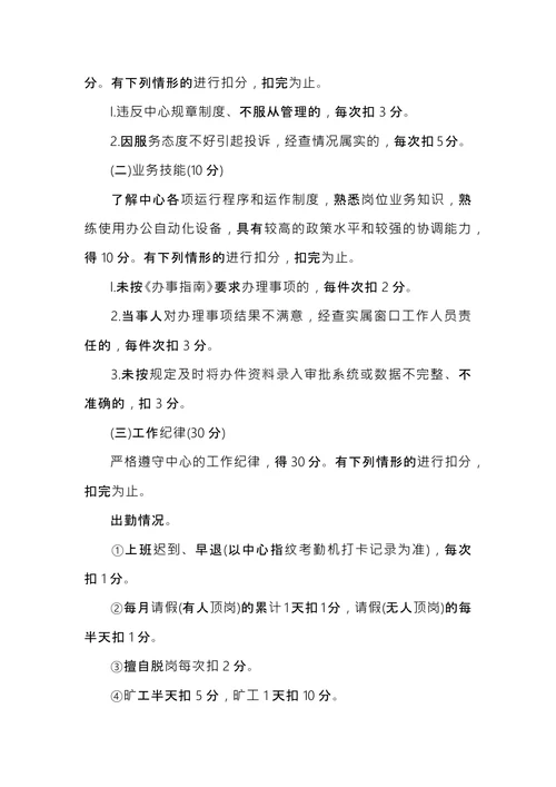 部门绩效考核细则