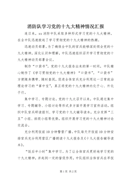 消防队学习党的十九大精神情况汇报.docx