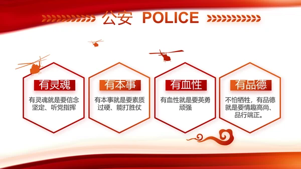 红色大气公安警察工作汇报PPT动态模板