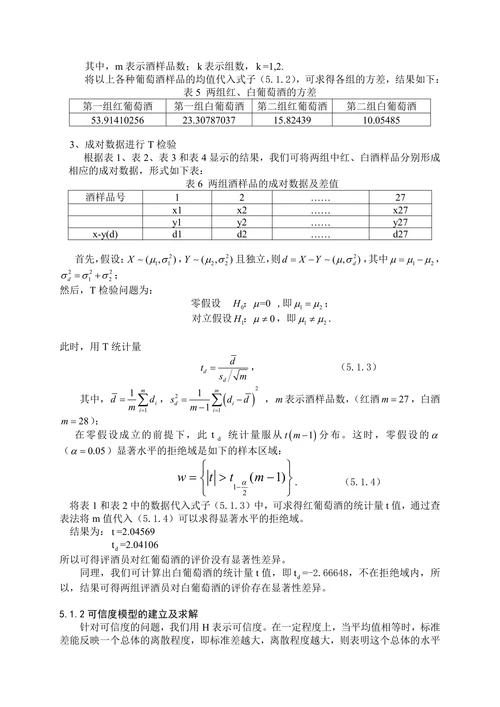 葡萄酒的评价—全国数学建模大赛优秀论文