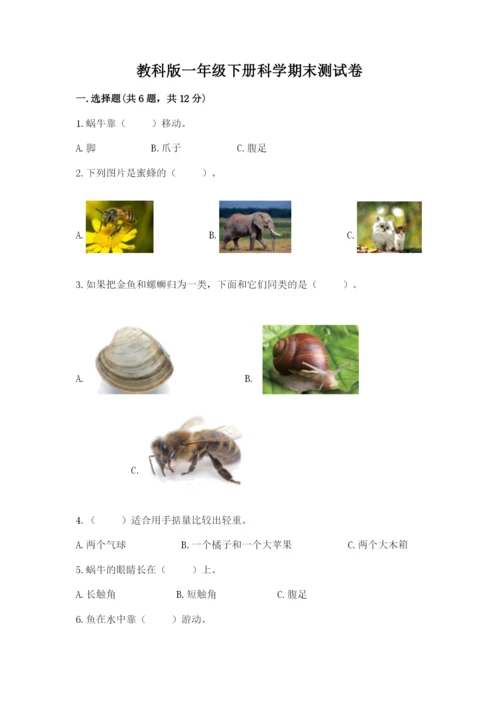 教科版一年级下册科学期末测试卷附参考答案（达标题）.docx