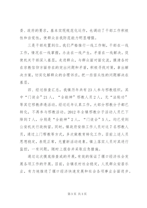 关于镇邪教组织摸底排查工作报告.docx