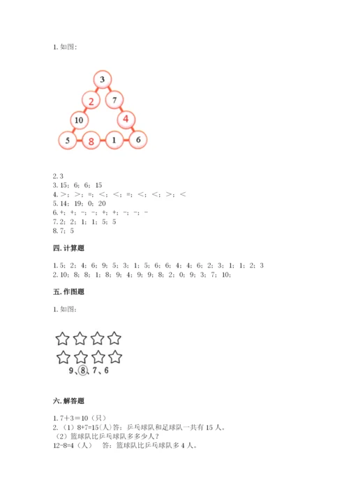 小学数学试卷一年级上册数学期末测试卷精品（含答案）.docx