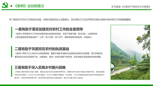 学习解读中国共产党农村工作条例PPT模板