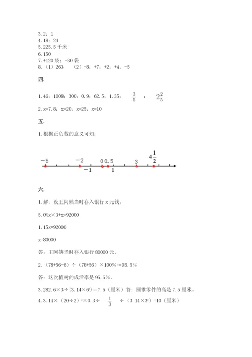 苏教版数学六年级下册试题期末模拟检测卷及参考答案（综合题）.docx