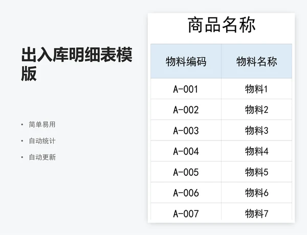 出入库明细表模版