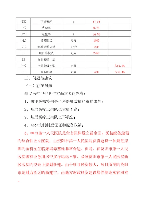 市全科医生培训基地建设专项项目可研报告